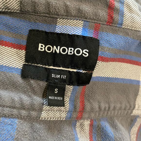 Bonobos Men’s Gray Plaid Slim Fit Long Sleeve Button Up Dress Shirt Size Small - Picture 7 of 7